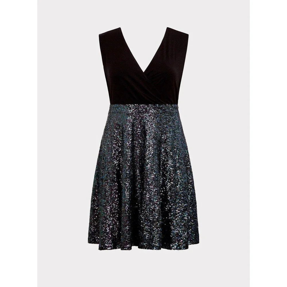 Torrid Special Occasion Black Sequin Skater Dress Black Women's Plus Size 24 - Picture 3 of 10